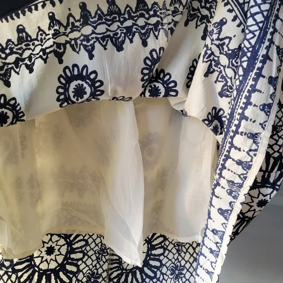 Anthropologie Love the Label Dagmar Ivory Navy Printed Sybille Skirt Small $295 - Picture 6 of 11